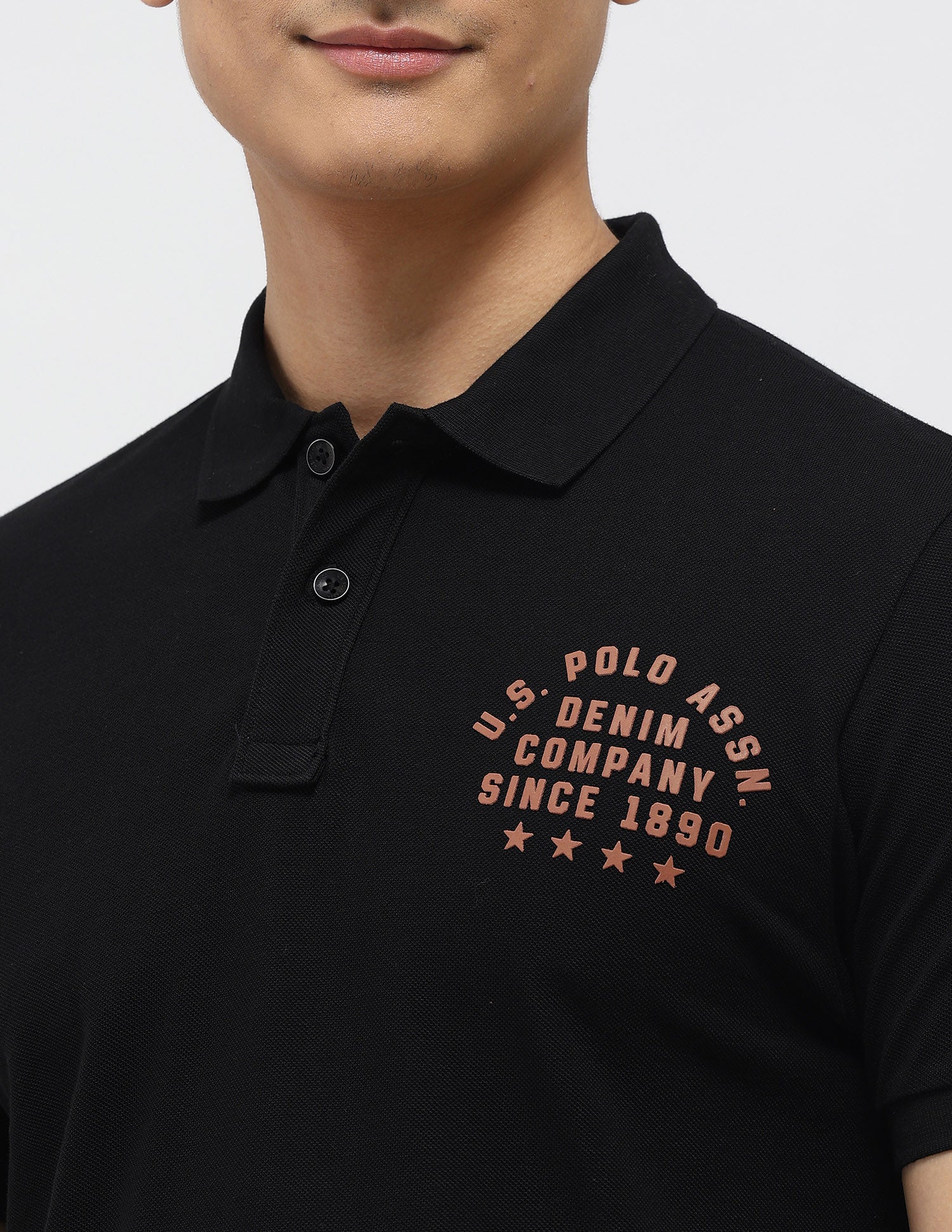 Brand Embossed Muscle Fit Polo Shirt Black - U.S. Polo Assn. India | Large