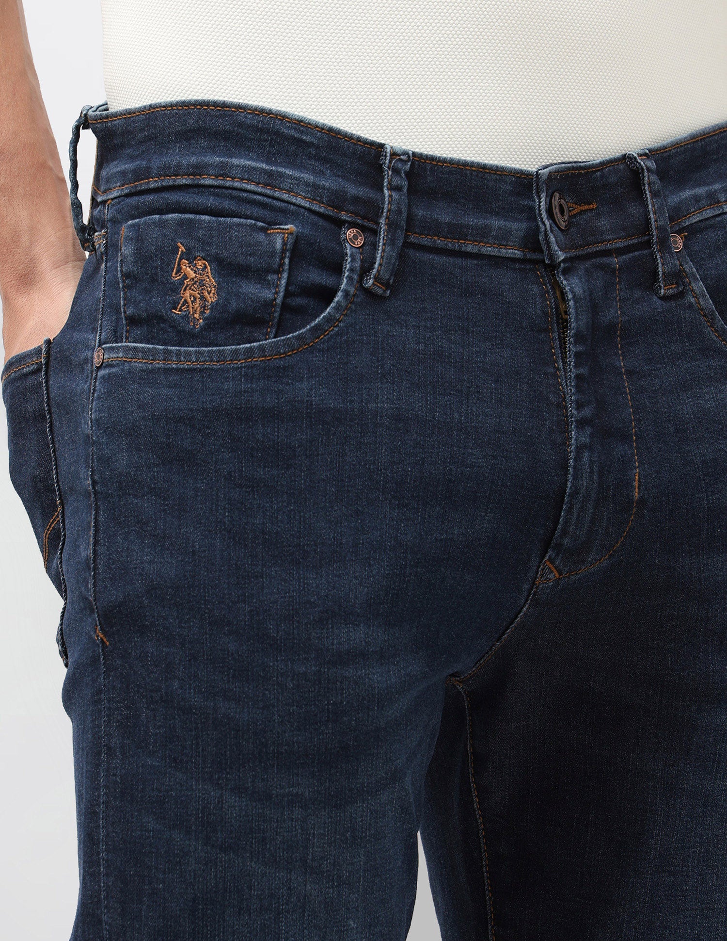 Cole Comfort Cropped Fit Blue Jeans Dark Blue - U.S. Polo Assn. India | Large