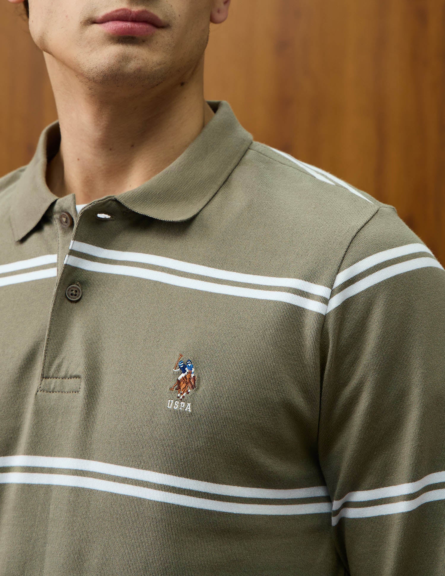 Horizontal Striped Varsity Theatre Polo Shirt Light Olive - U.S. Polo Assn. India | Large