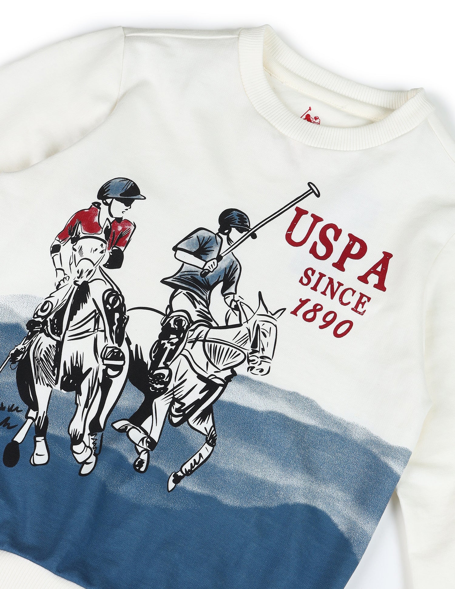 Boys Brand Printed Regular Fit Sweatshirt White - U.S. Polo Assn. India | Large