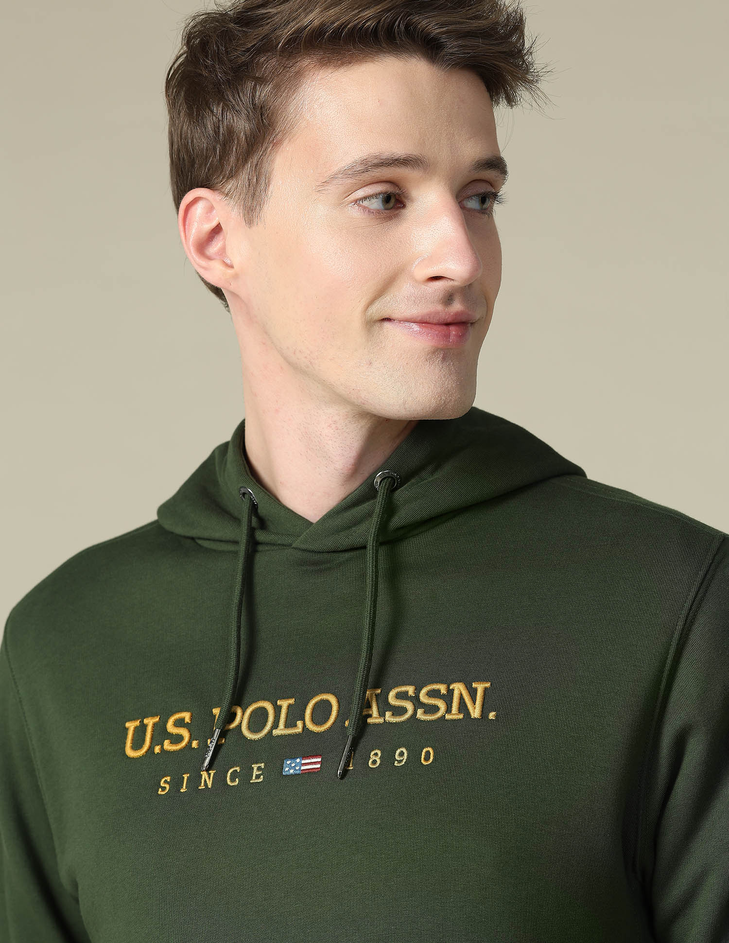 Brand Embroidered Regular Fit Sweatshirt Dark Olive - U.S. Polo Assn. India | Large
