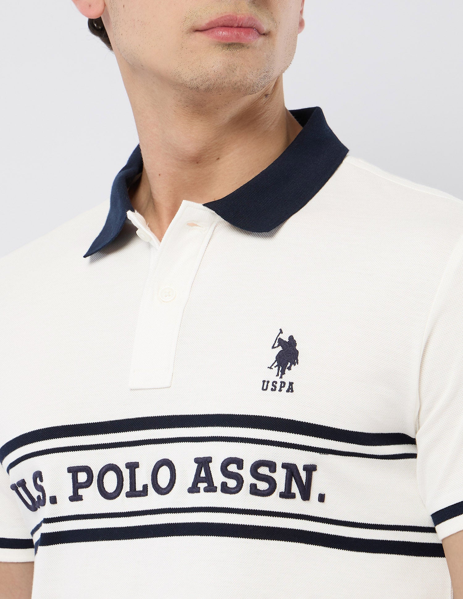 Brand Embroidered Slim Fit Polo Shirt Off White - U.S. POLO ASSN. | Large