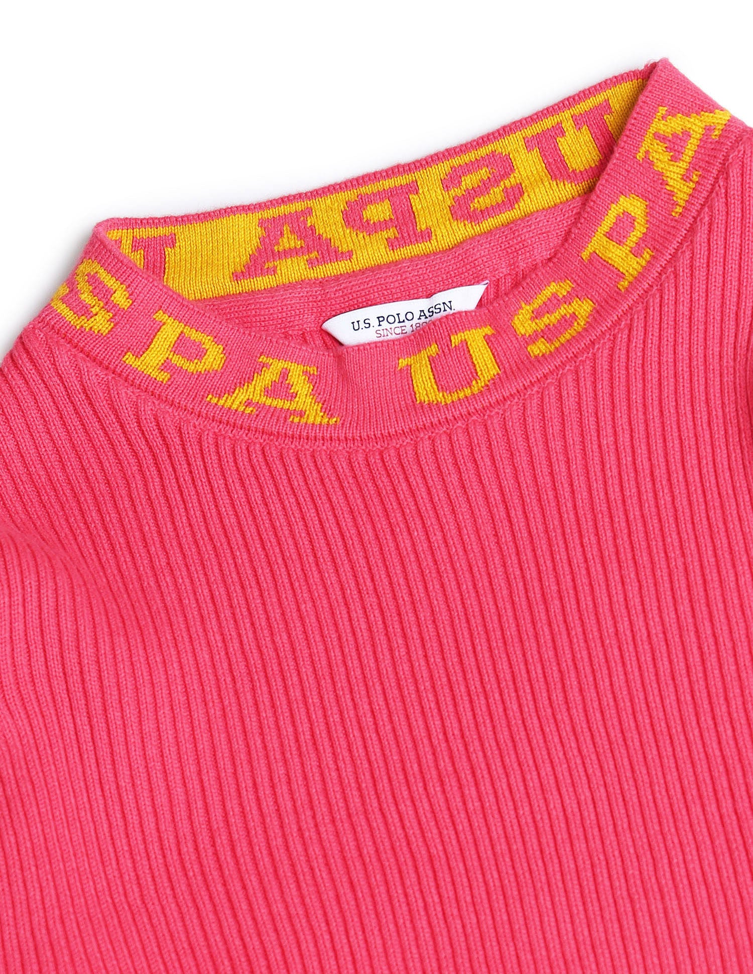 Girls Brand Taped Ribbed Dress Rogue Pink - U.S. POLO ASSN. | Large