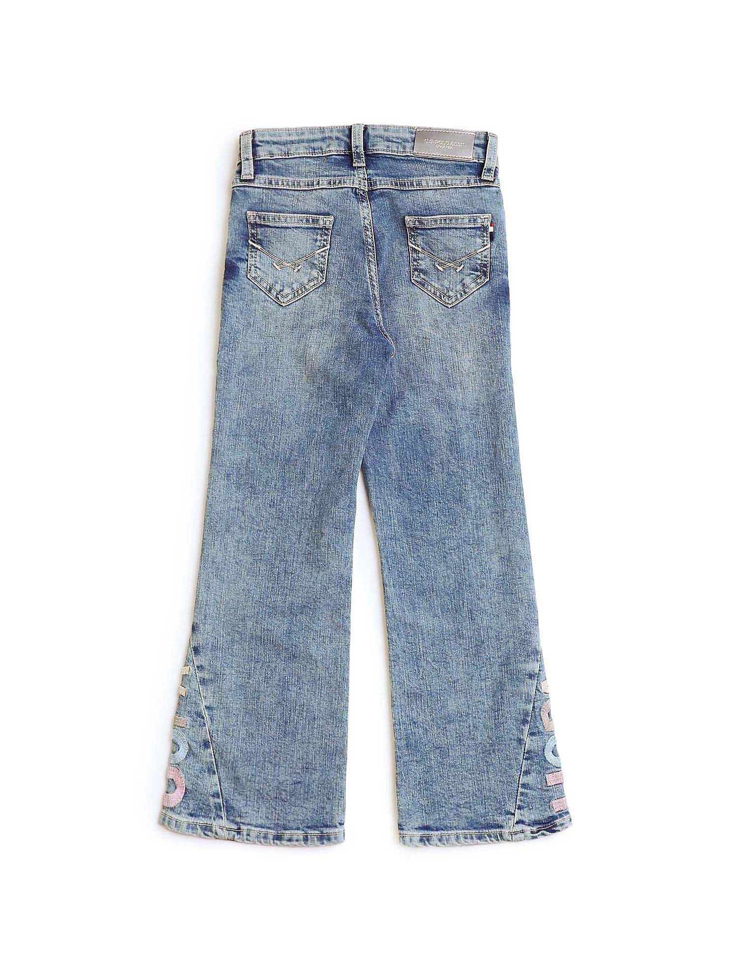 Girls Mid Rise Bootcut Jeans Light Blue - U.S. POLO ASSN. | Large