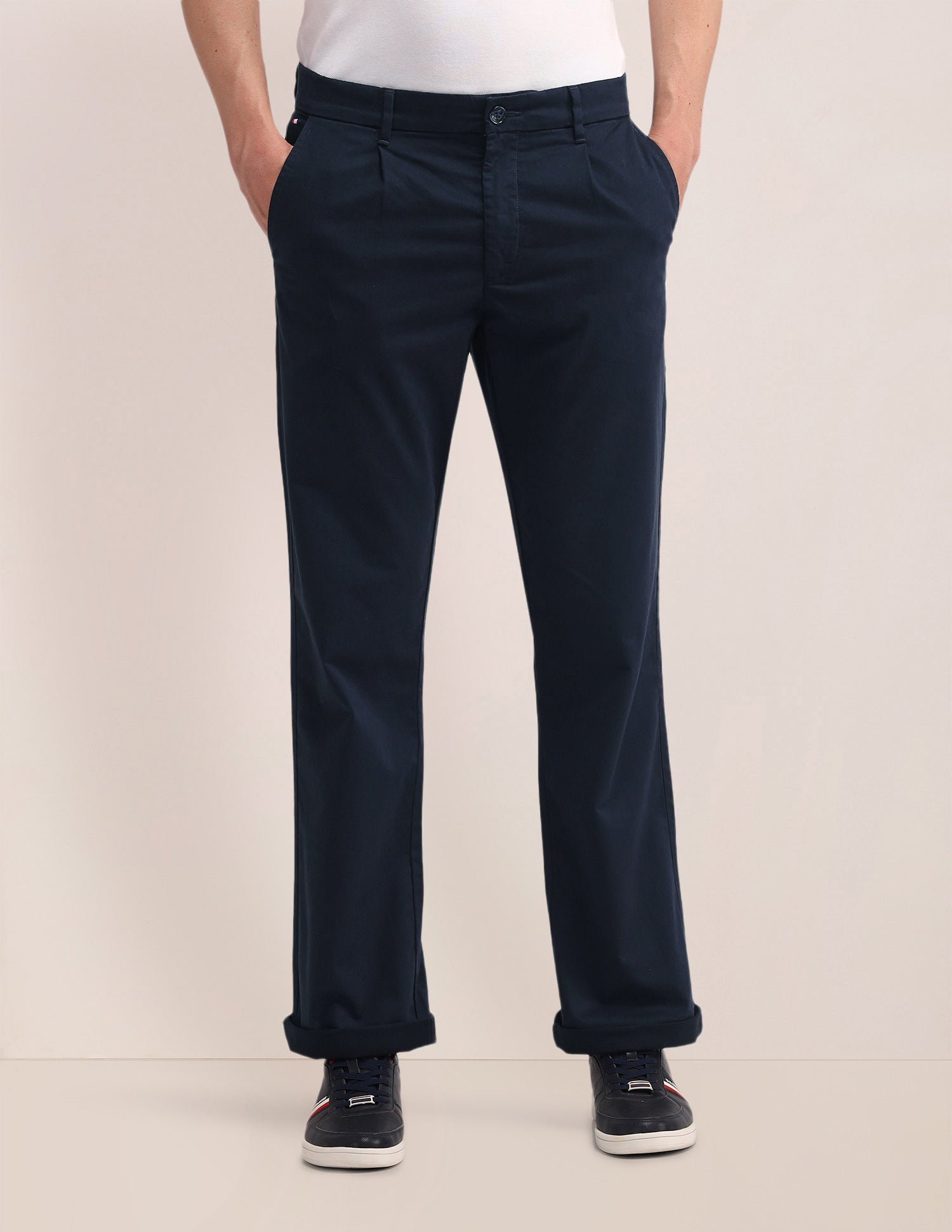Riley Straight Fit Twill Trousers Navy - U.S. Polo Assn. India | Large
