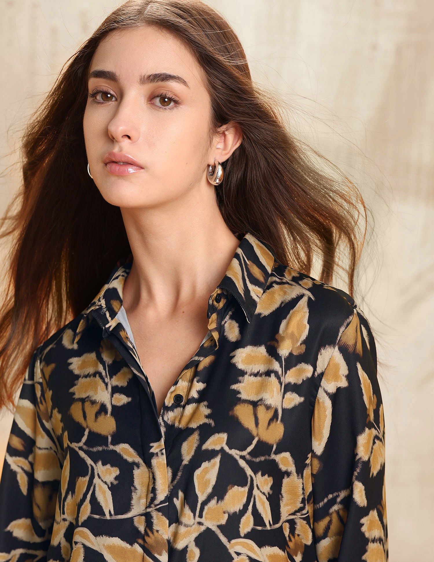 Satin Floral Printed Shirt Black - U.S. POLO ASSN. | Large