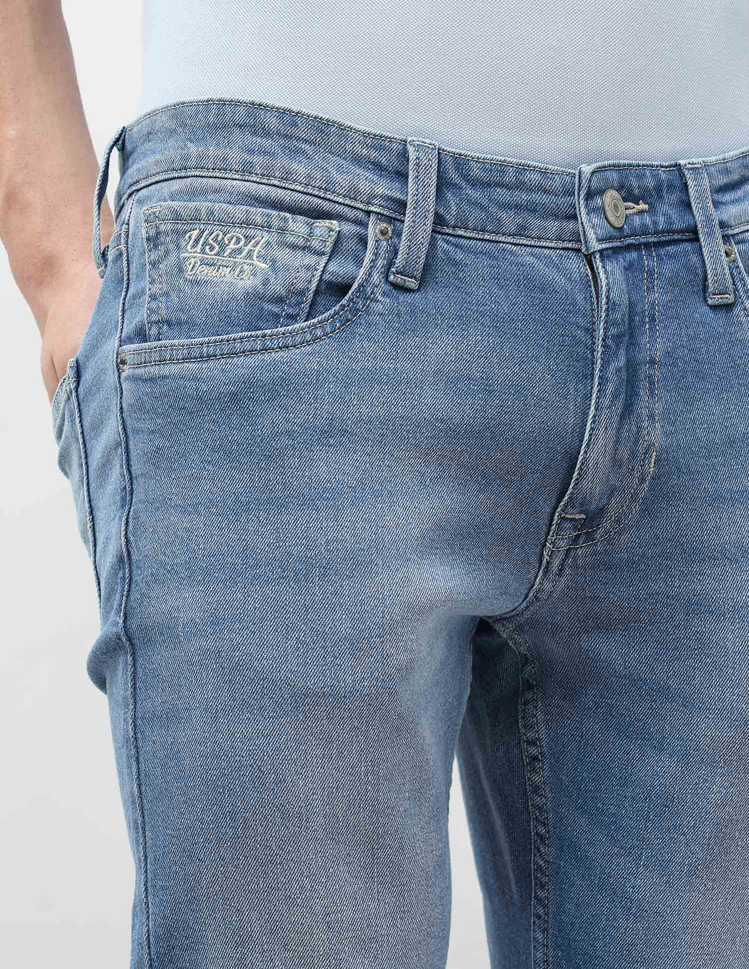 Brandon Slim Tapered Fit Whiskered Jeans Light Blue - U.S. POLO ASSN. | Large