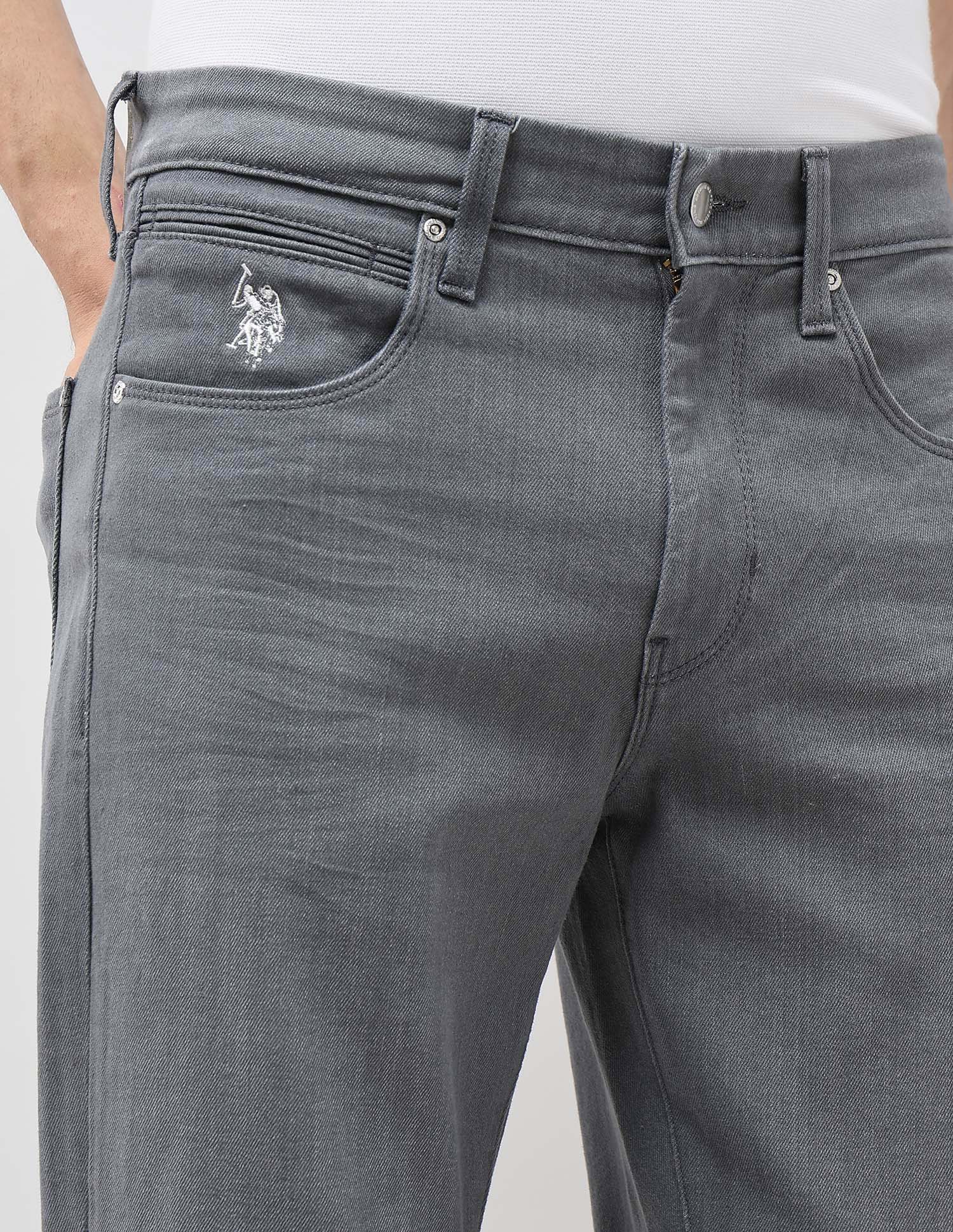 Harold Slim Straight Fit Black Gold Jeans Dark Grey Wash - U.S. POLO ASSN. | Large