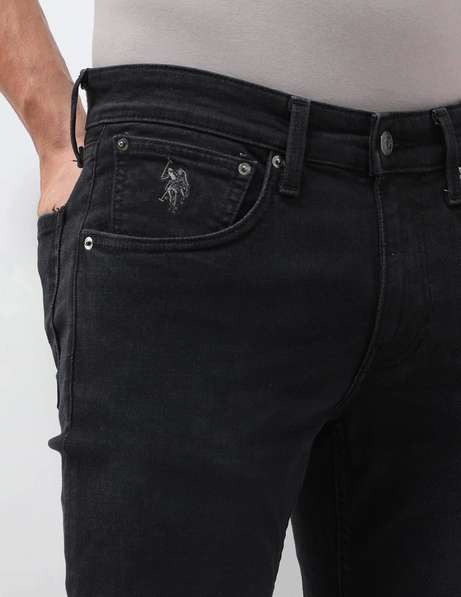 Brandon Slim Tapered Fit Black Jeans Black - U.S. Polo Assn. India | Large