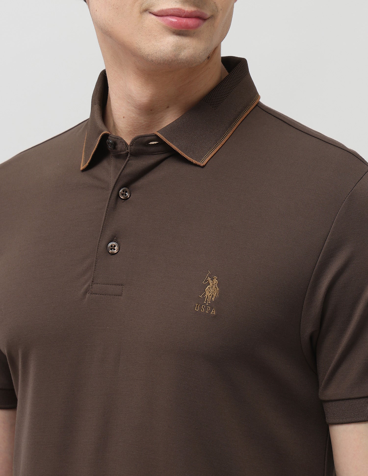 Solid Regular Fit Polo Shirt Dark Brown - U.S. POLO ASSN. | Large