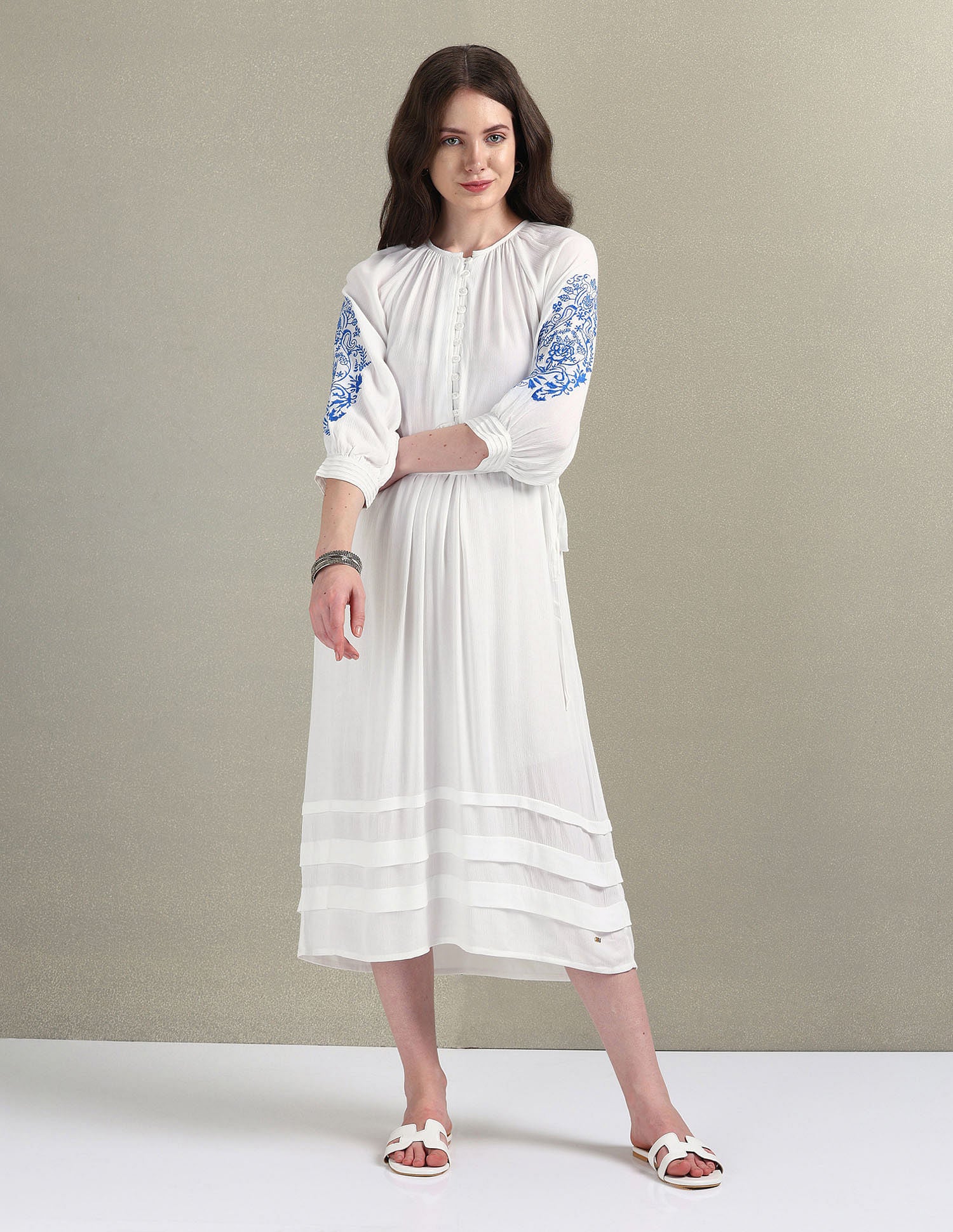 Crinkle Viscose Midi Dress White - U.S. POLO ASSN. | Large