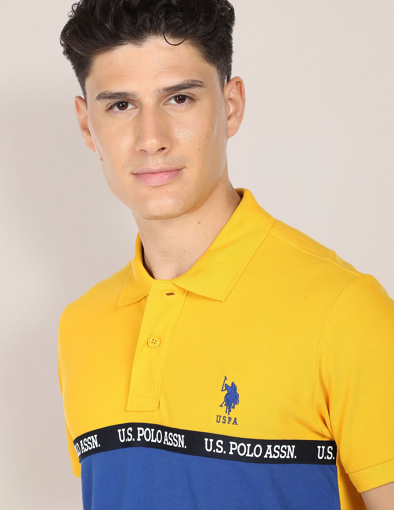 Logo Tape Polo Shirt Chrome Yellow and Blue - U.S. Polo Assn. India | Large
