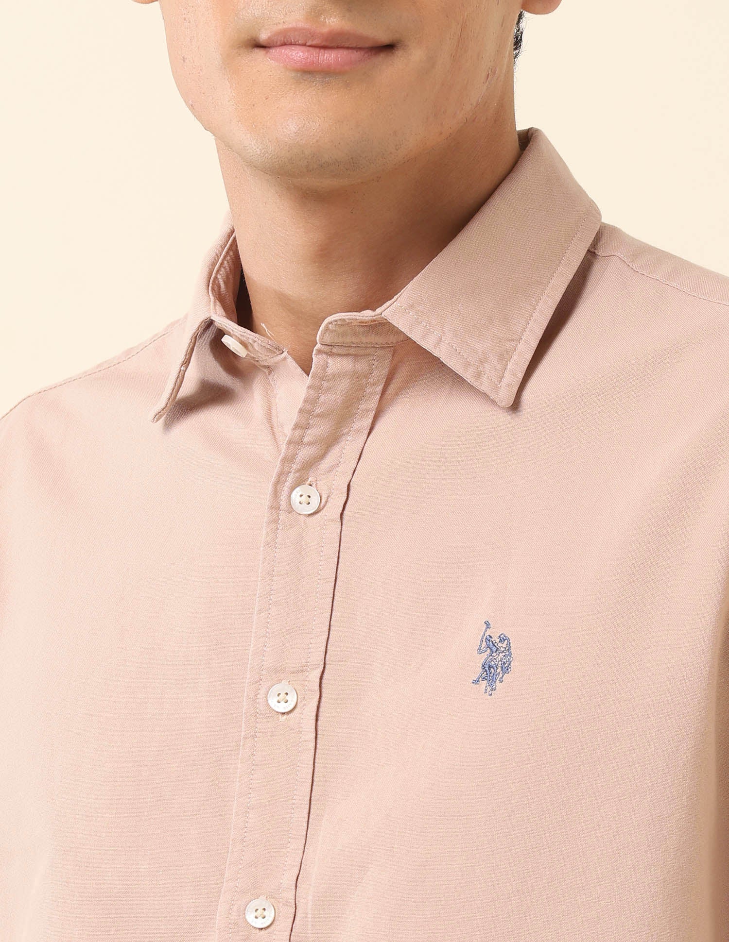 Tailored Fit Pure Cotton Oxford Shirt Peach - U.S. Polo Assn. India | Large