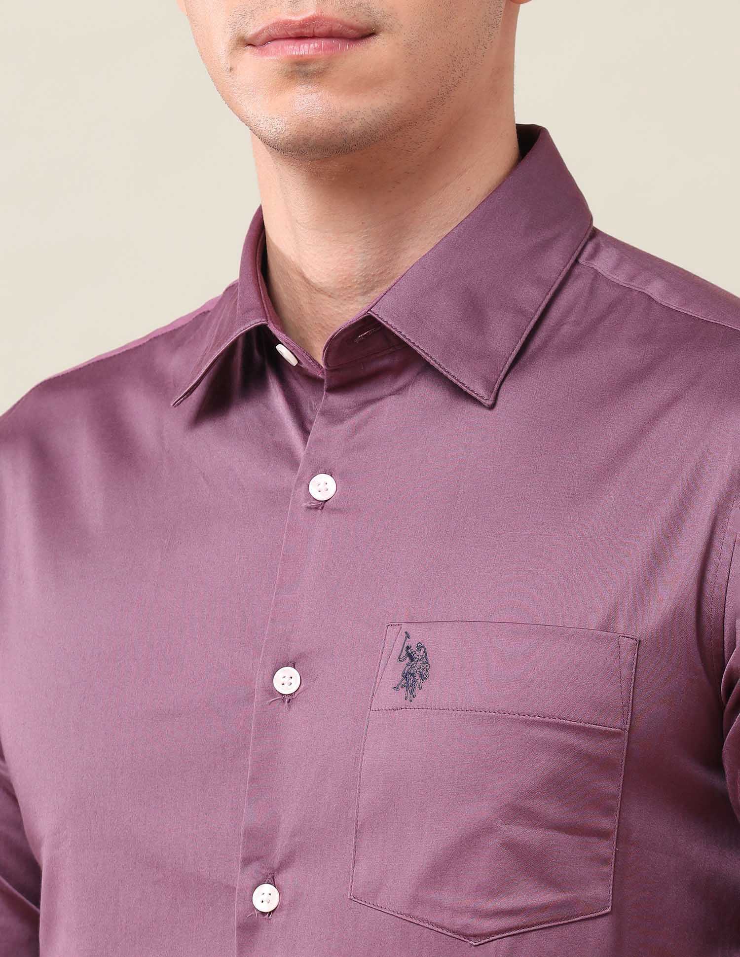 Solid Tailored Fit Shirt Dark Pink - U.S. POLO ASSN. | Large