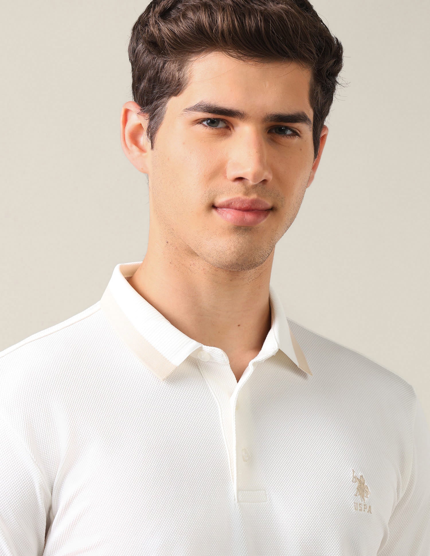 Solid Slim Fit Polo Shirt White - U.S. Polo Assn. India | Large