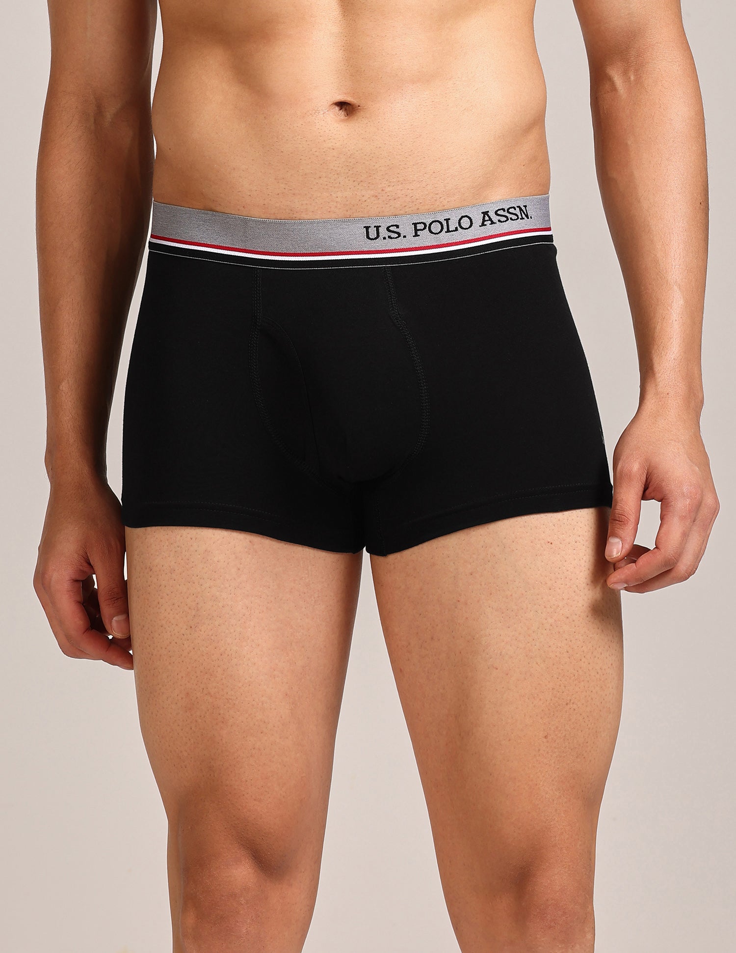 Men's Cotton Trunk - Pack Of 2 Anthra Melange, Black - U.S. Polo Assn. India | Large