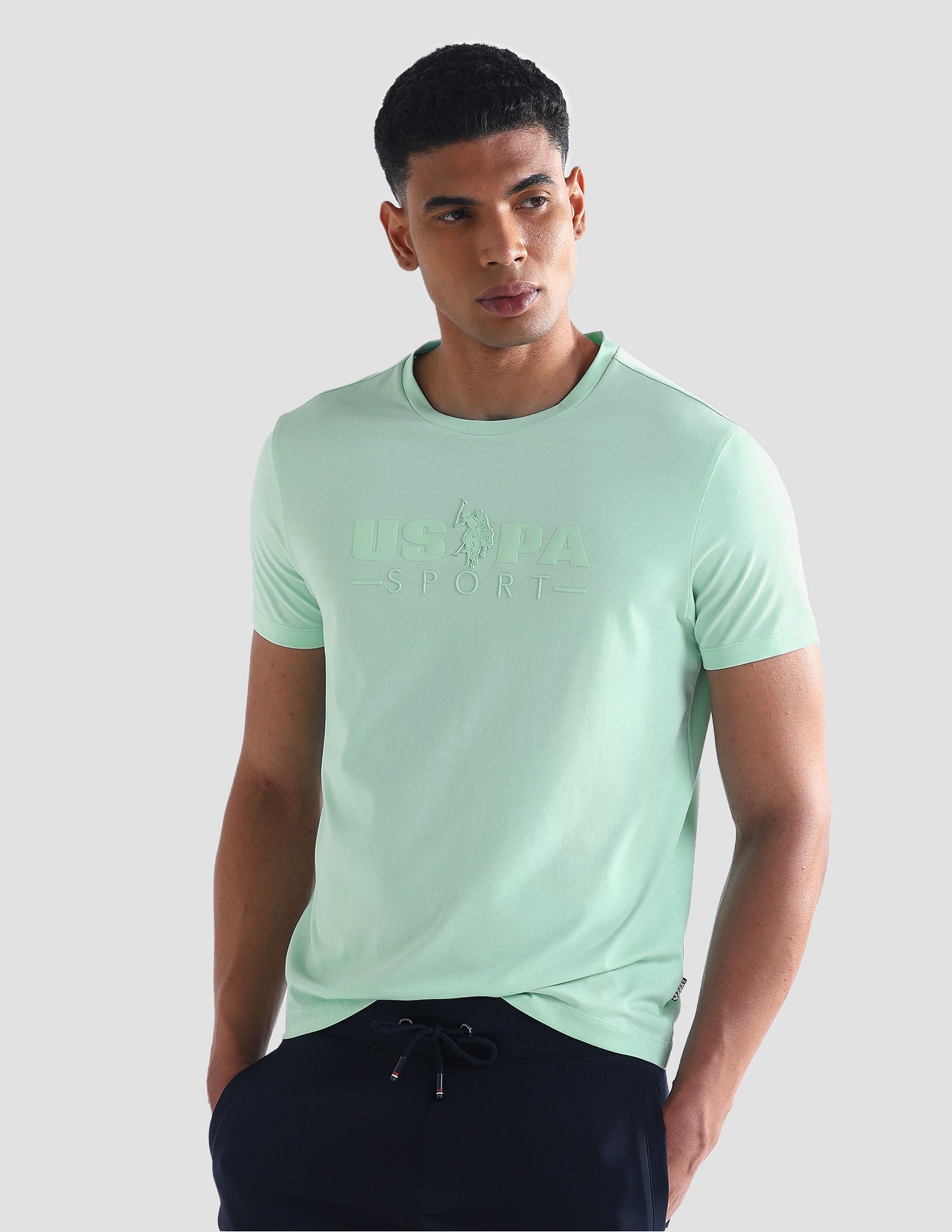 Brand Print Cotton Blend T-Shirt Green - U.S. Polo Assn. India | Large