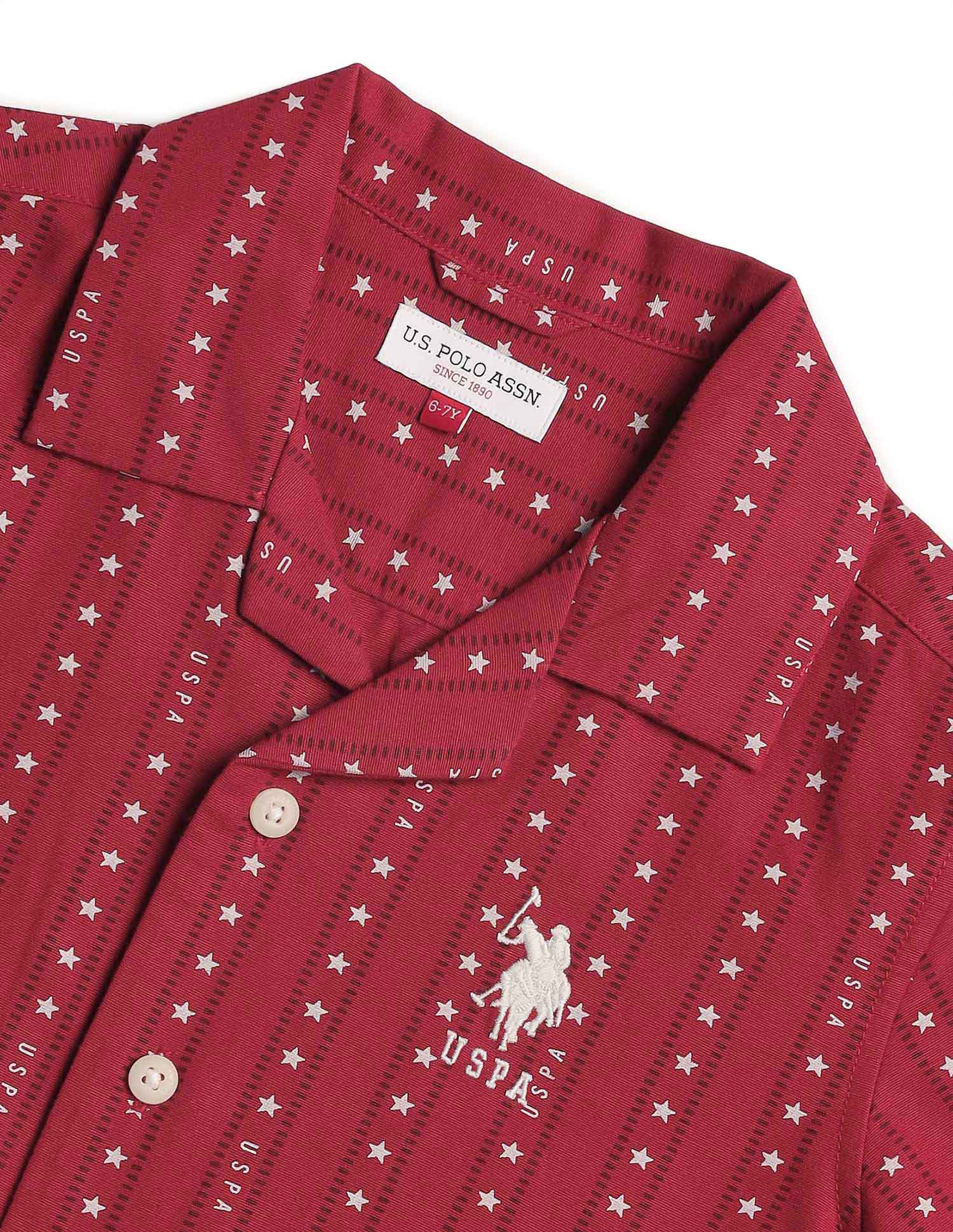 Boys Relaxed Fit All Over Printed Shirt Red - U.S. POLO ASSN. | Large