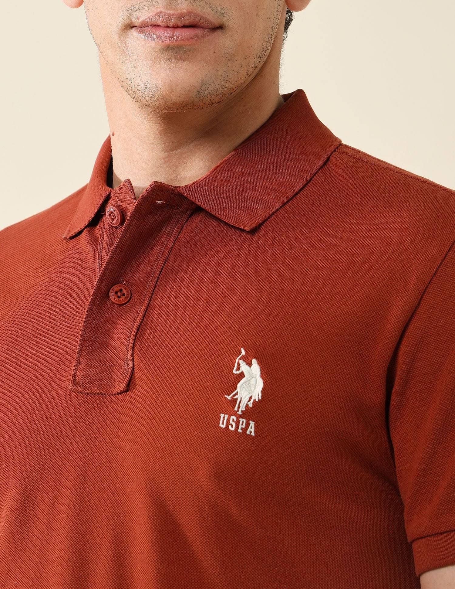 Pure Cotton Slim Fit Polo Shirt Rust - U.S. Polo Assn. India | Large