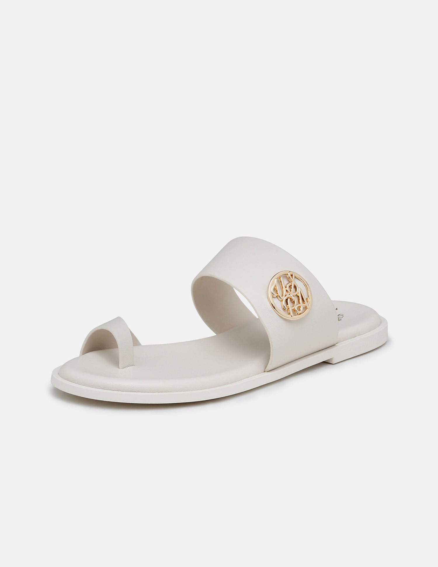 Women Slip On Astrel Sandals with Gold Hardware Off White - U.S. Polo Assn. India | Large