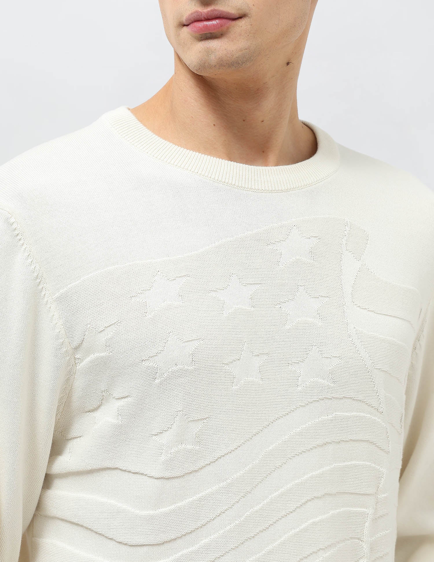 Textured Regular Fit Sweater Ivory - U.S. POLO ASSN. | Large