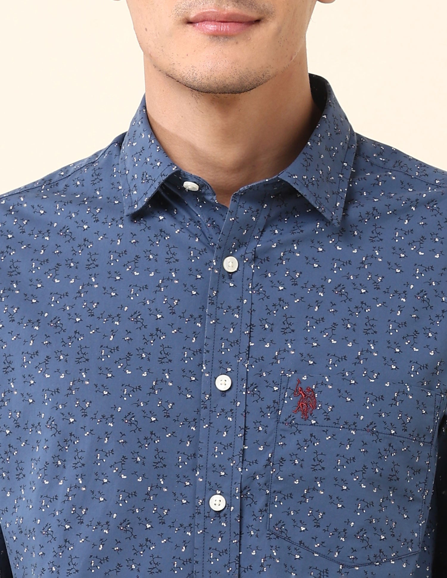 Pure Cotton Floral Printed Shirt Dark Blue - U.S. Polo Assn. India | Large