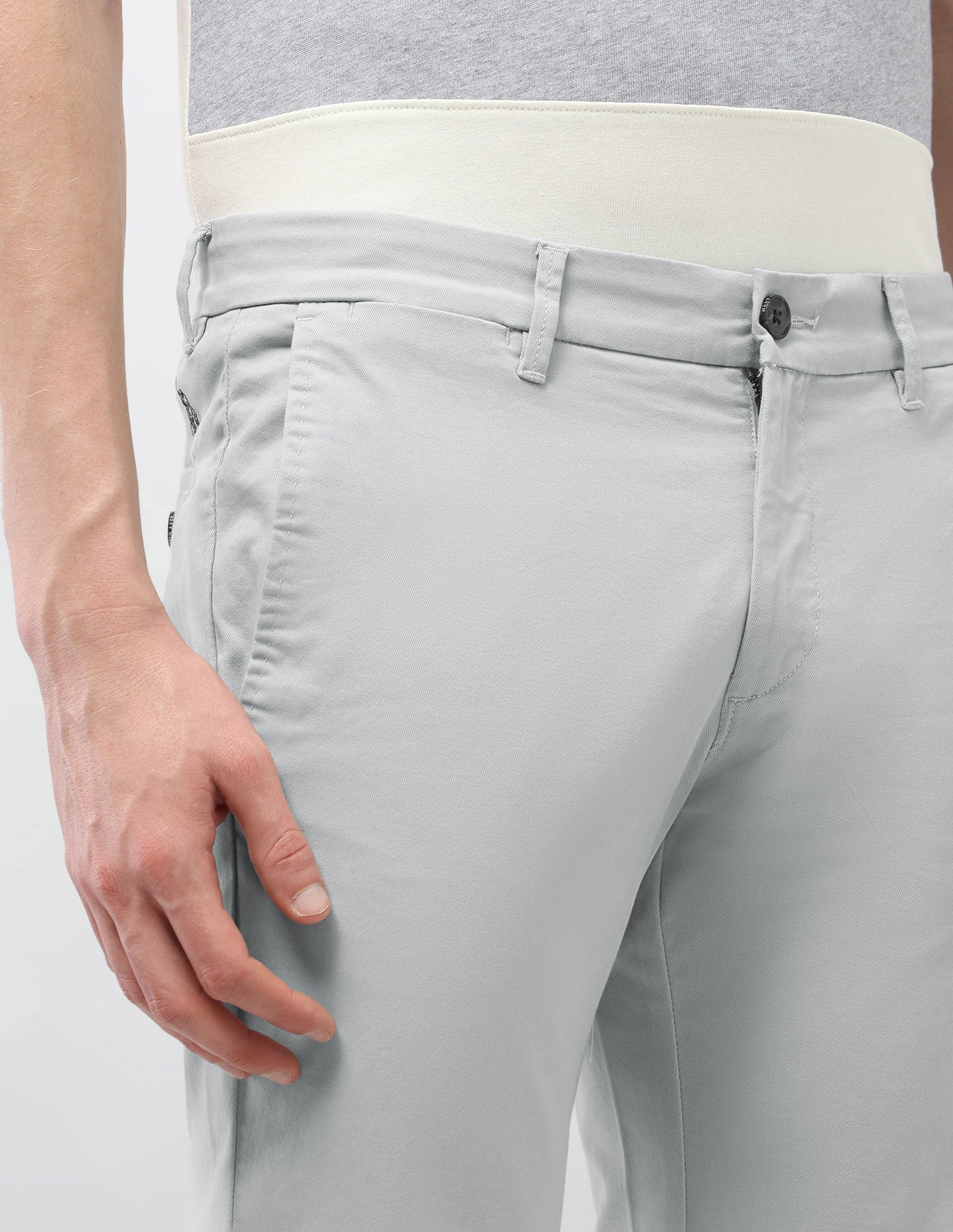 Denver Slim Fit Satin Trousers Light Grey - U.S. Polo Assn. India | Large