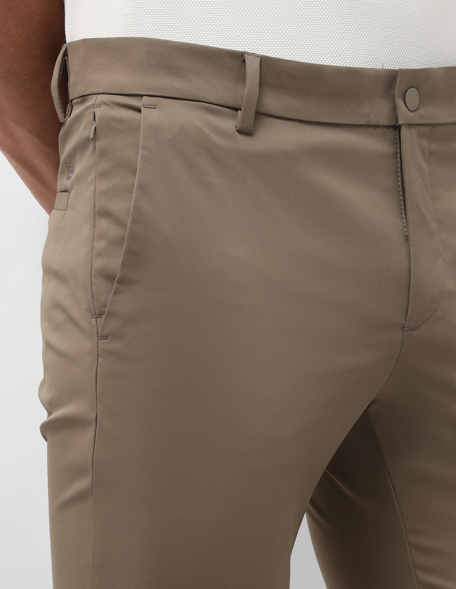 Denver Slim Fit Mid Rise Trousers Brown - U.S. Polo Assn. India | Large