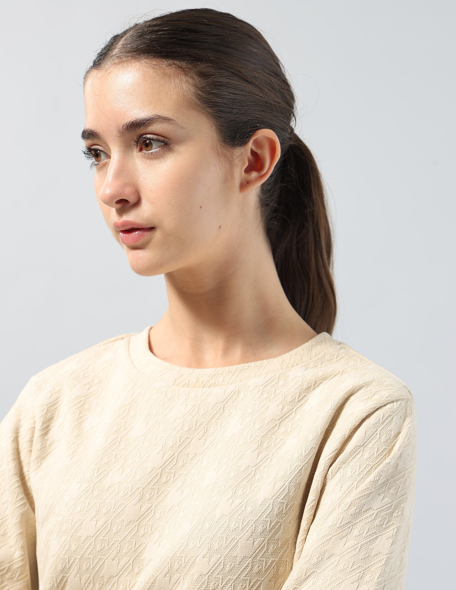 Textured Regular Fit Sweatshirt White - U.S. POLO ASSN. | Large