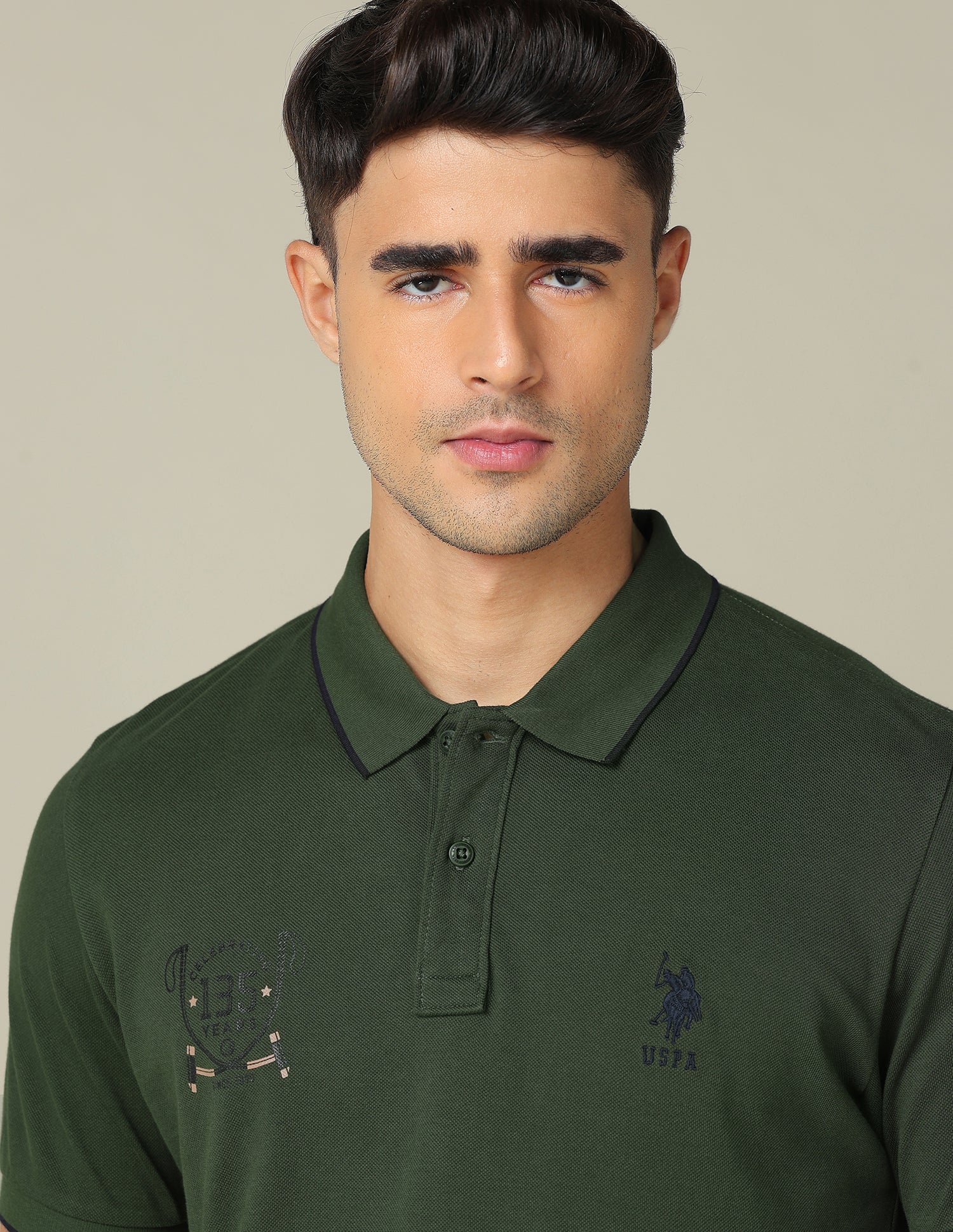 Graphic Printed Regular Fit Polo Shirt Dark Olive - U.S. POLO ASSN. | Large