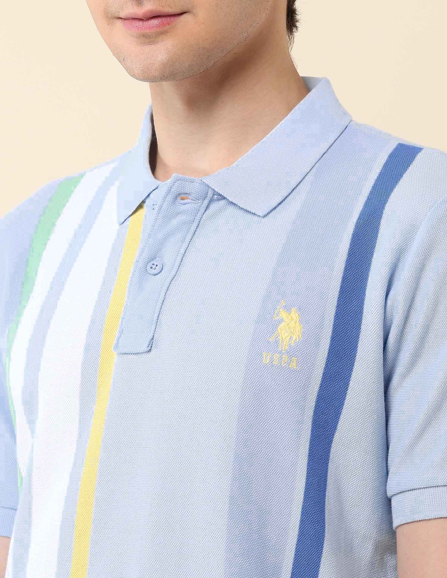 Slim Fit Summer Splash Polo Shirt Light Blue - U.S. Polo Assn. India | Large