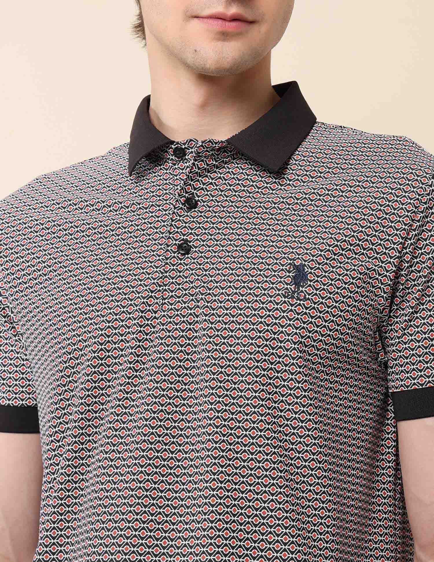 Geometric Printed Classic Polo Shirt Navy - U.S. Polo Assn. India | Large