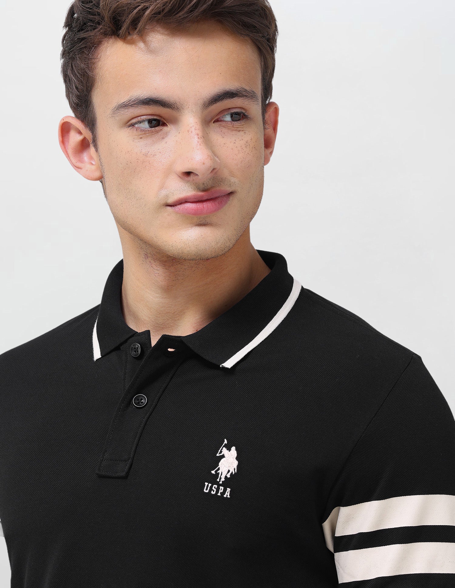 Solid Slim Fit Polo Shirt Black - U.S. Polo Assn. India | Large