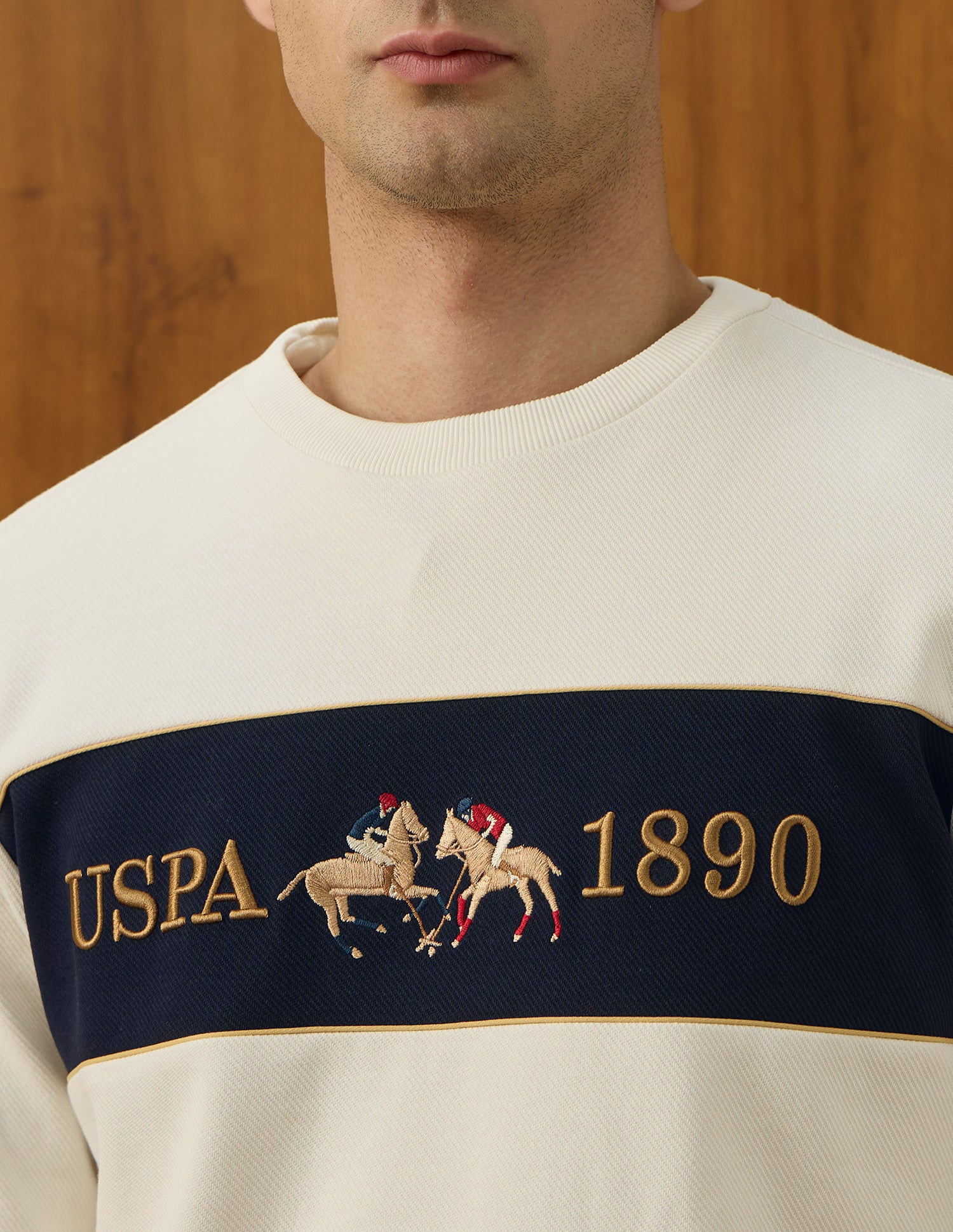 Brand Embroidered Varsity Theatre Sweatshirt Off White - U.S. POLO ASSN. | Large