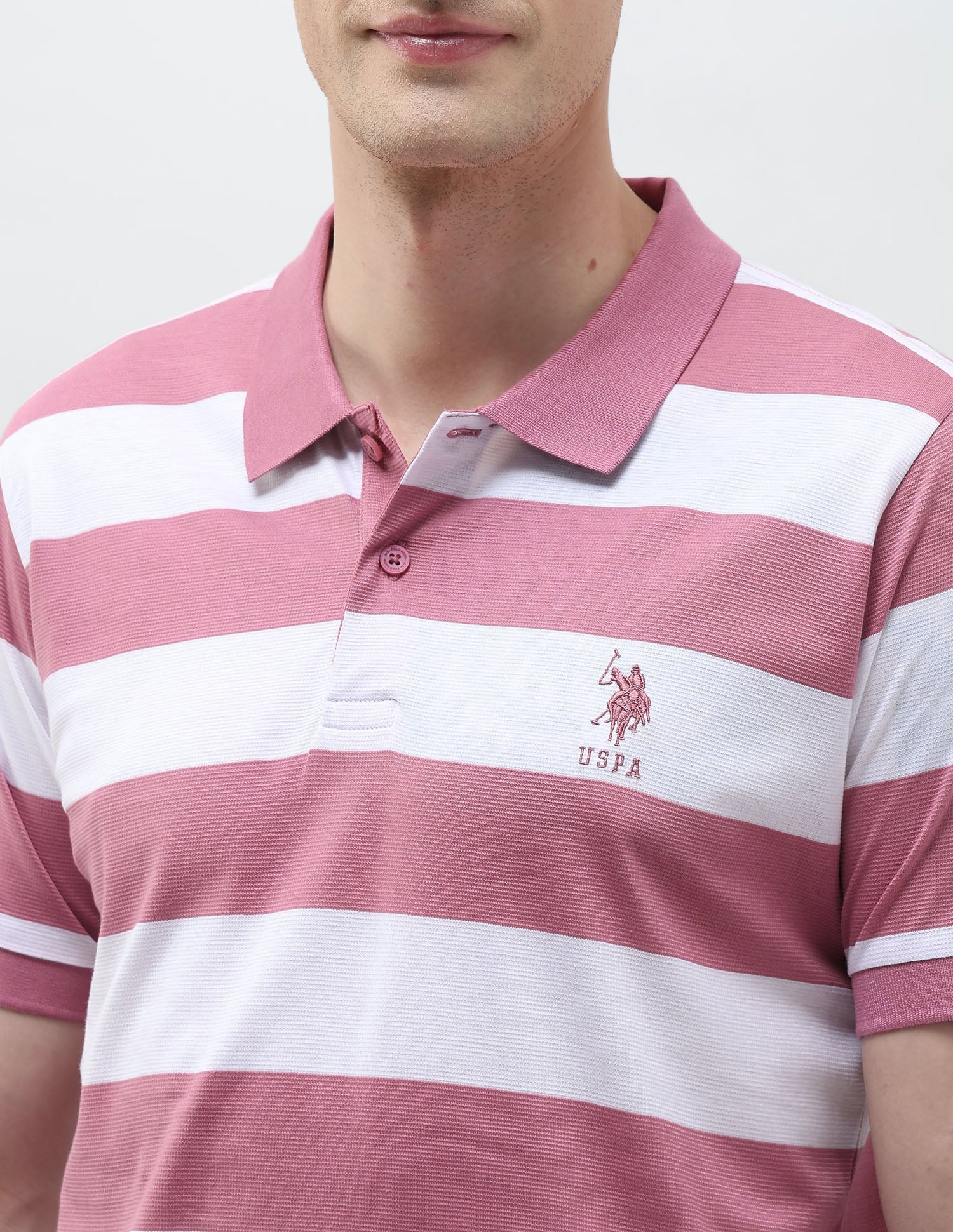 Horizontal Striped Slim Fit Polo Shirt Pink - U.S. POLO ASSN. | Large