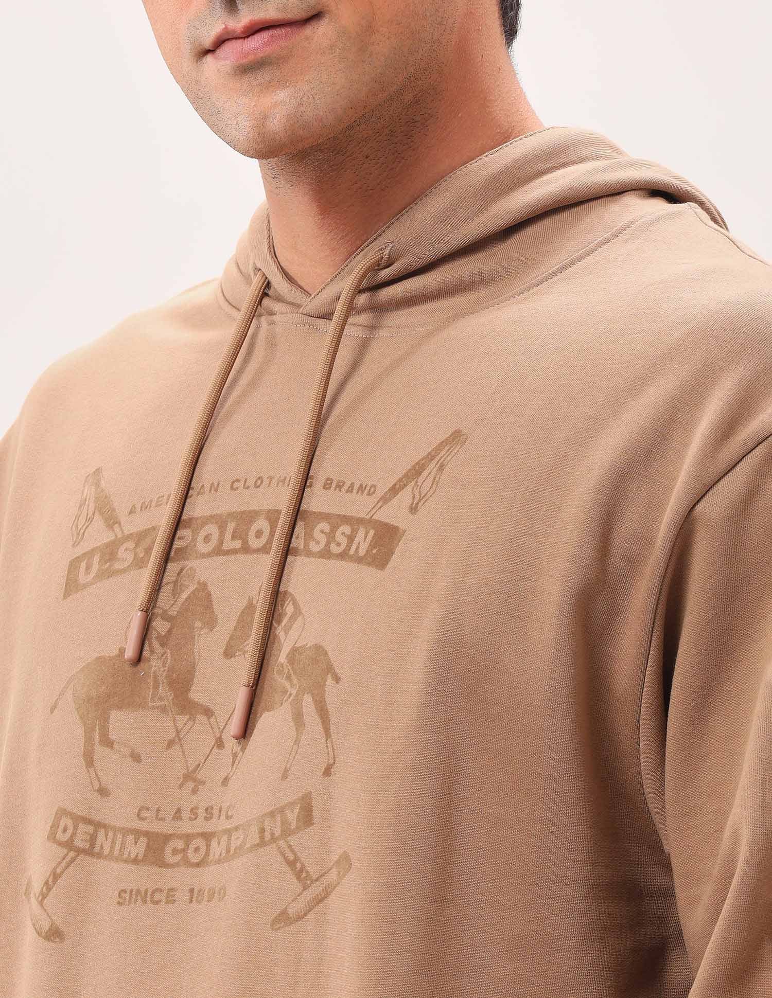 Brand Printed Oversized Fit Sweatshirt Tan - U.S. POLO ASSN. | Large