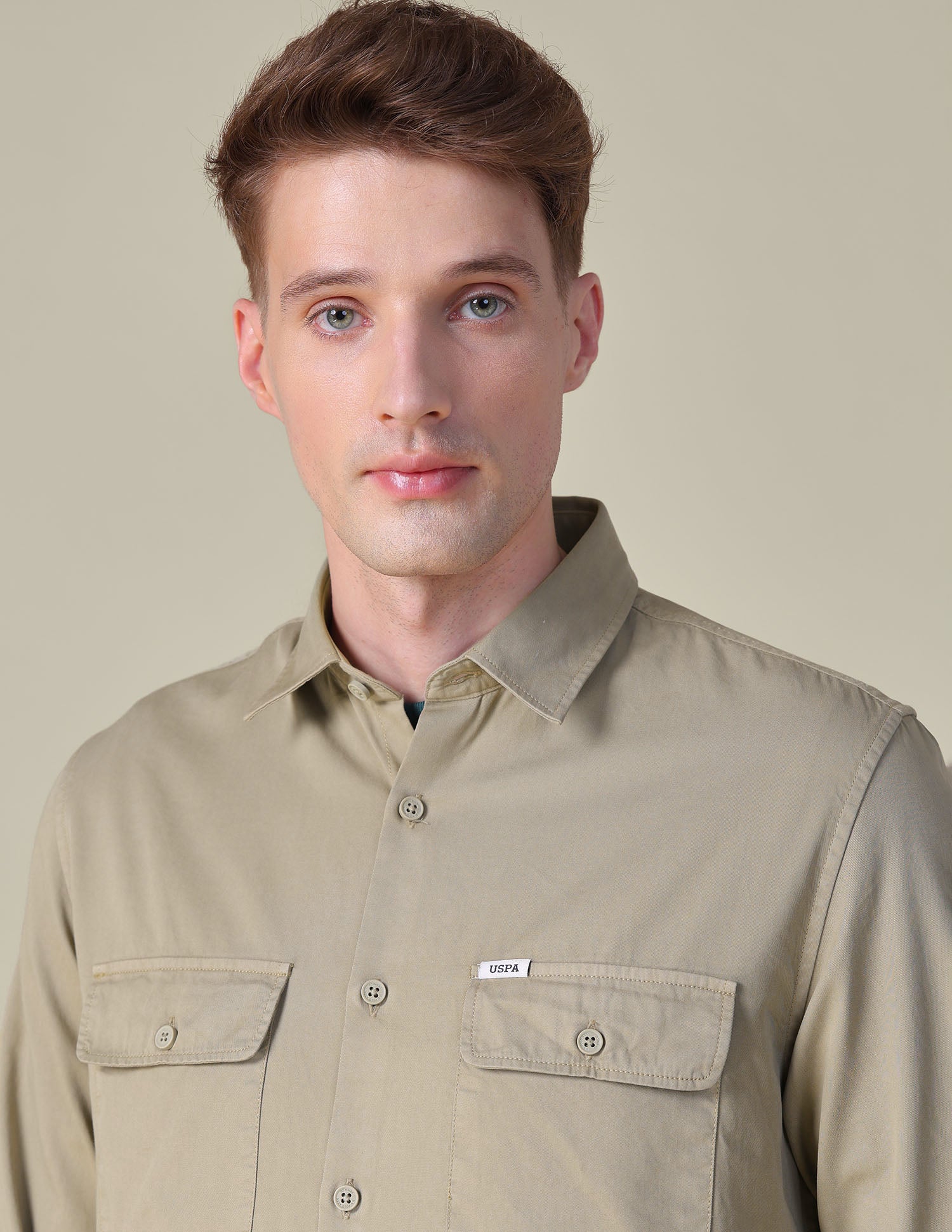 Twill Slim Fit Shirt Khaki - U.S. POLO ASSN. | Large