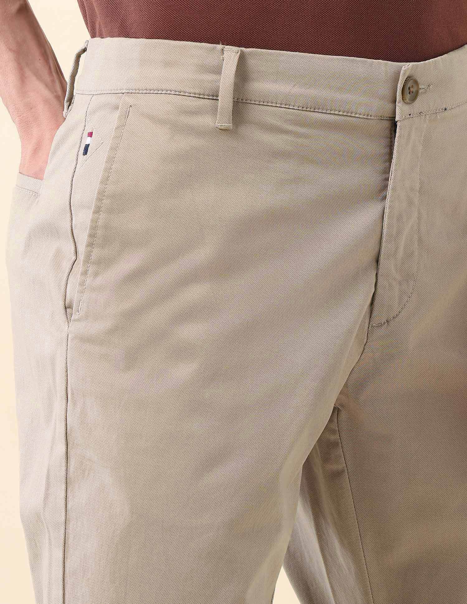Textured Austin Slim Fit Trousers Beige - U.S. Polo Assn. India | Large