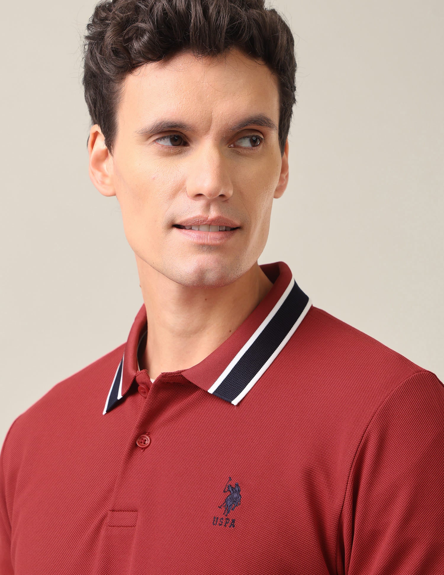 Solid Slim Fit Polo Shirt Red - U.S. Polo Assn. India | Large
