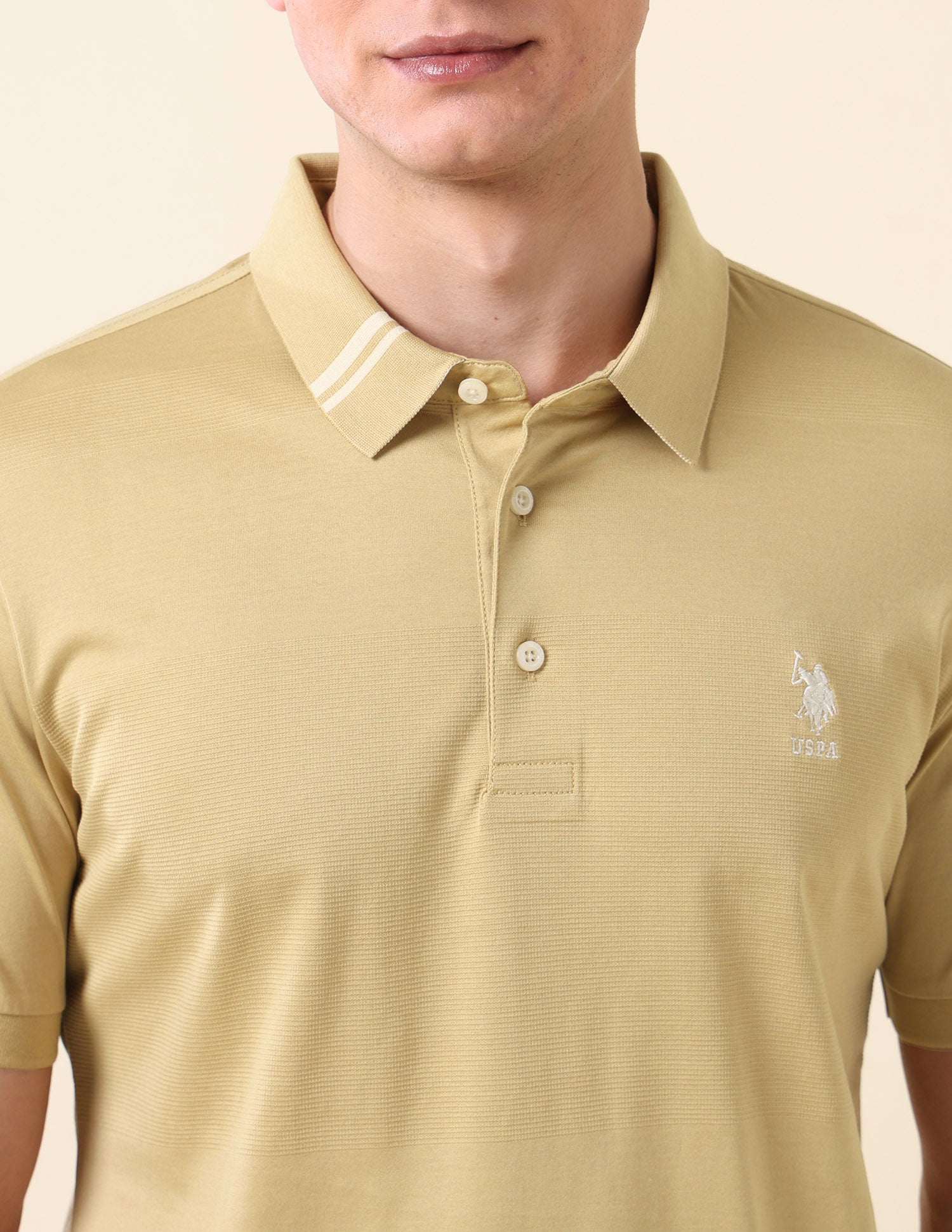 Textured Classic Polo Shirt Light Brown - U.S. Polo Assn. India | Large