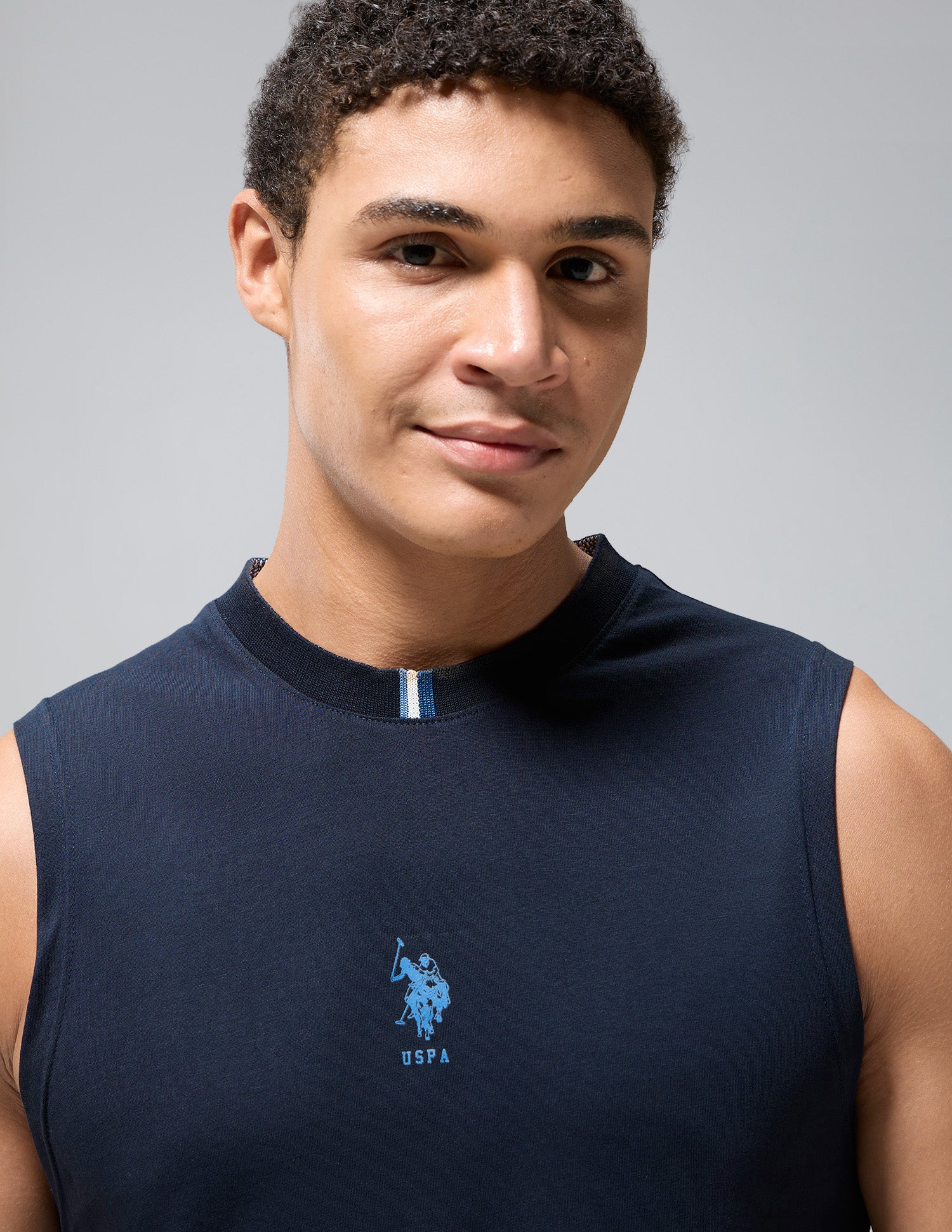 Pure Cotton Breathable OEV12 Gym Vest Navy - U.S. Polo Assn. India | Large