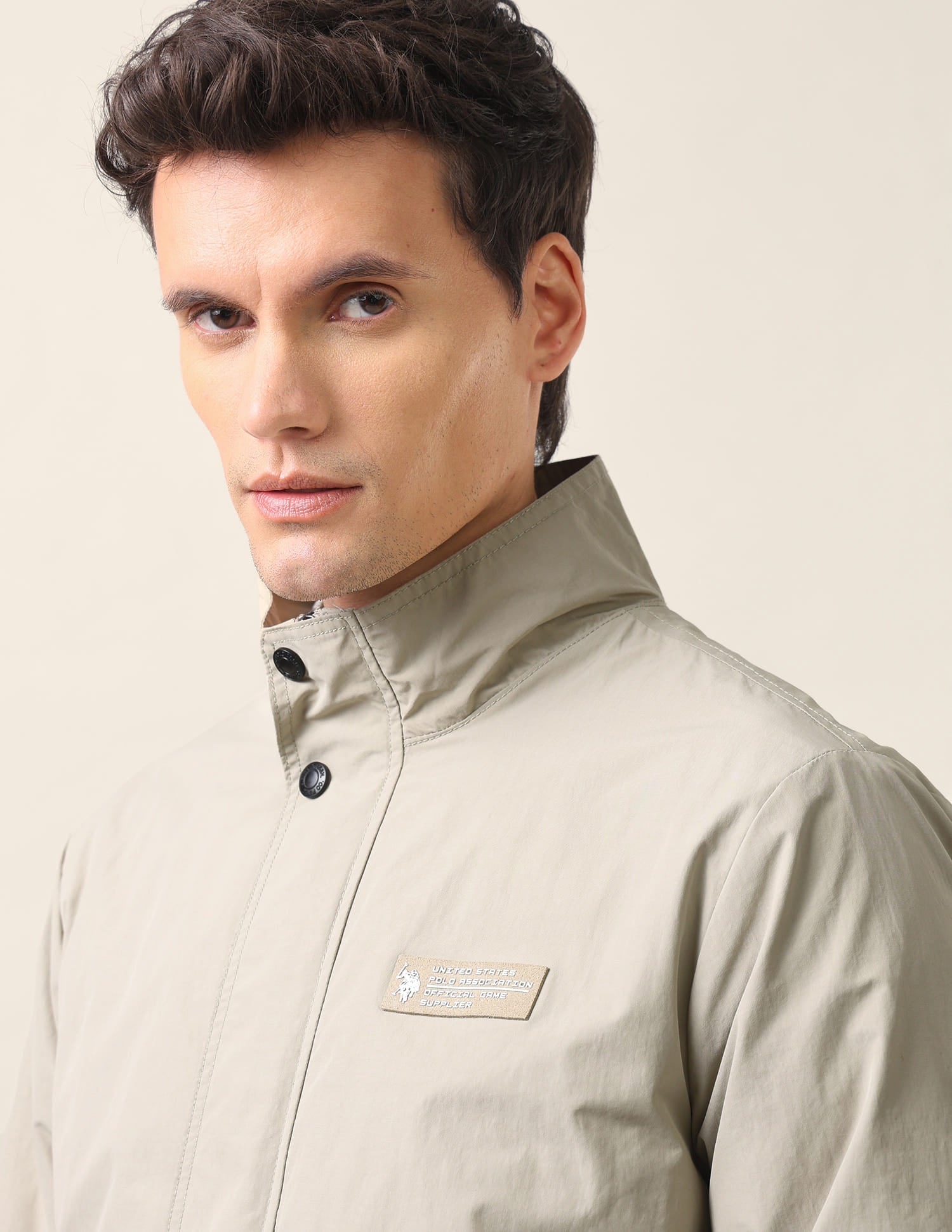 Regular Fit Solid Casual Jacket Beige - U.S. Polo Assn. India | Large
