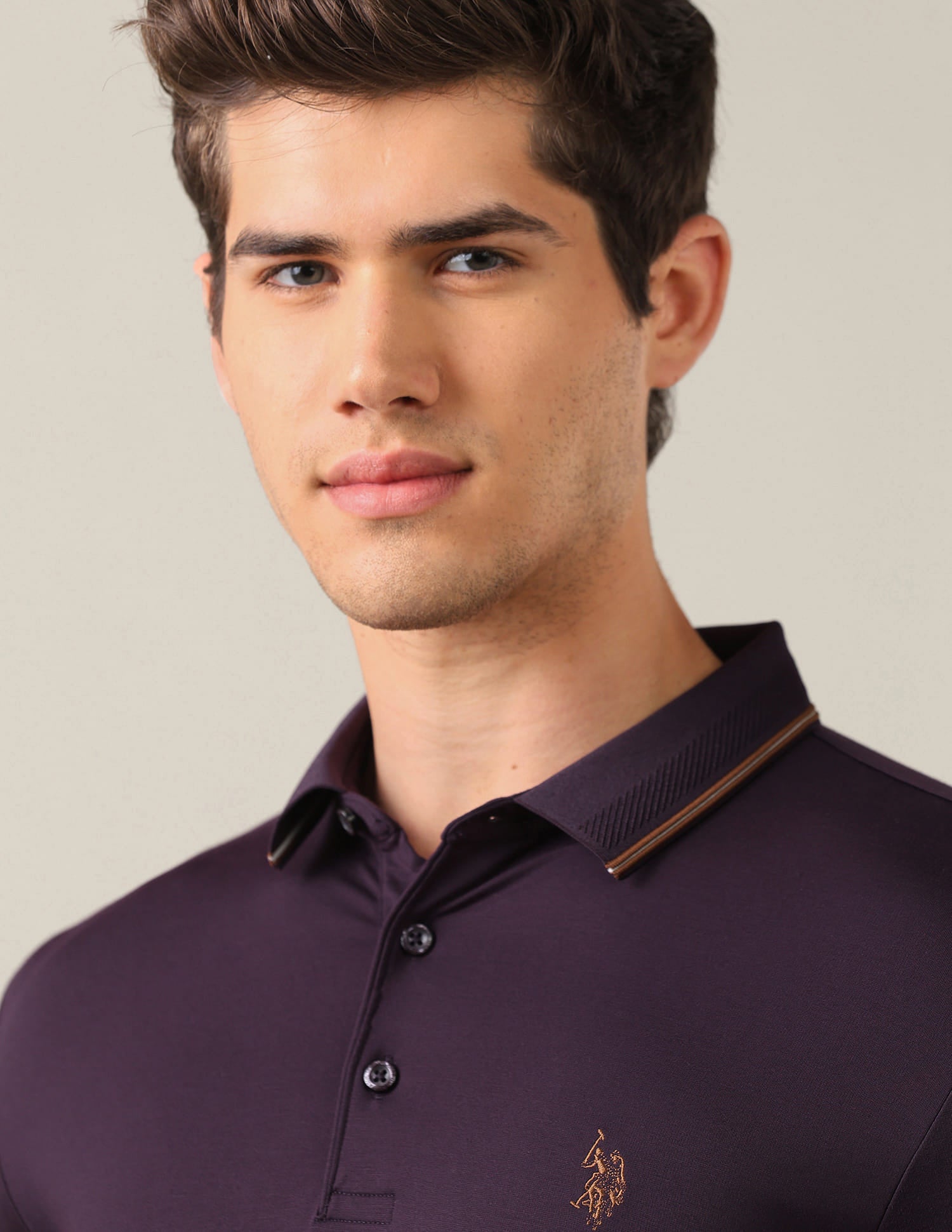 Solid Slim Fit Polo Shirt Purple - U.S. Polo Assn. India | Large