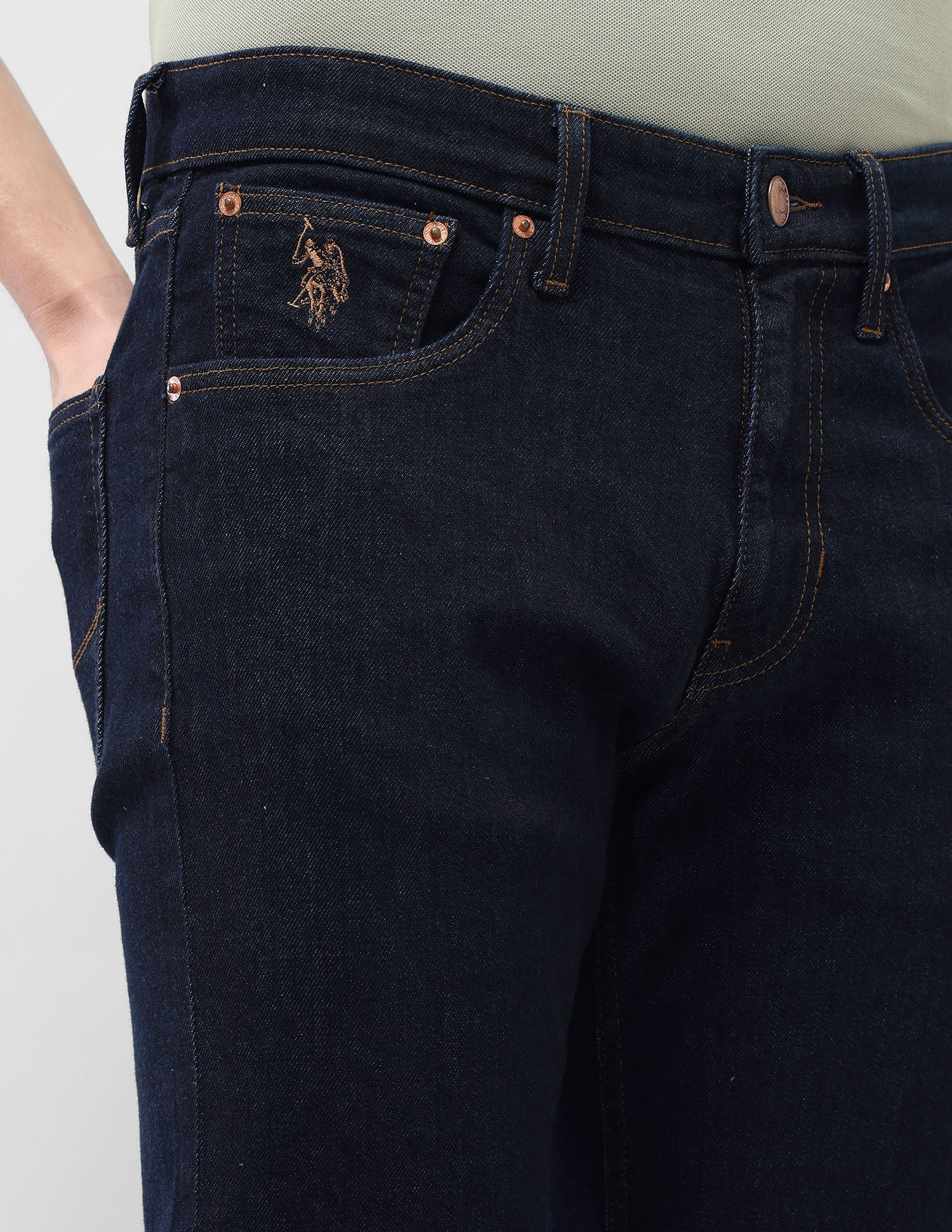 Harold Slim Straight Fit Blue Jeans Rinse Blue - U.S. Polo Assn. India | Large