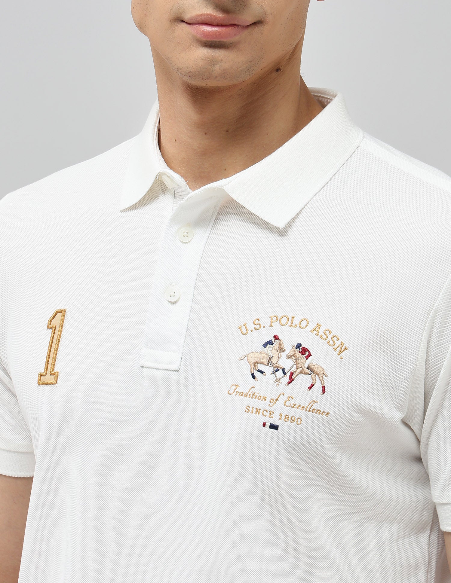 Numeric Brand Embroidered Polo Shirt Off White - U.S. POLO ASSN. | Large