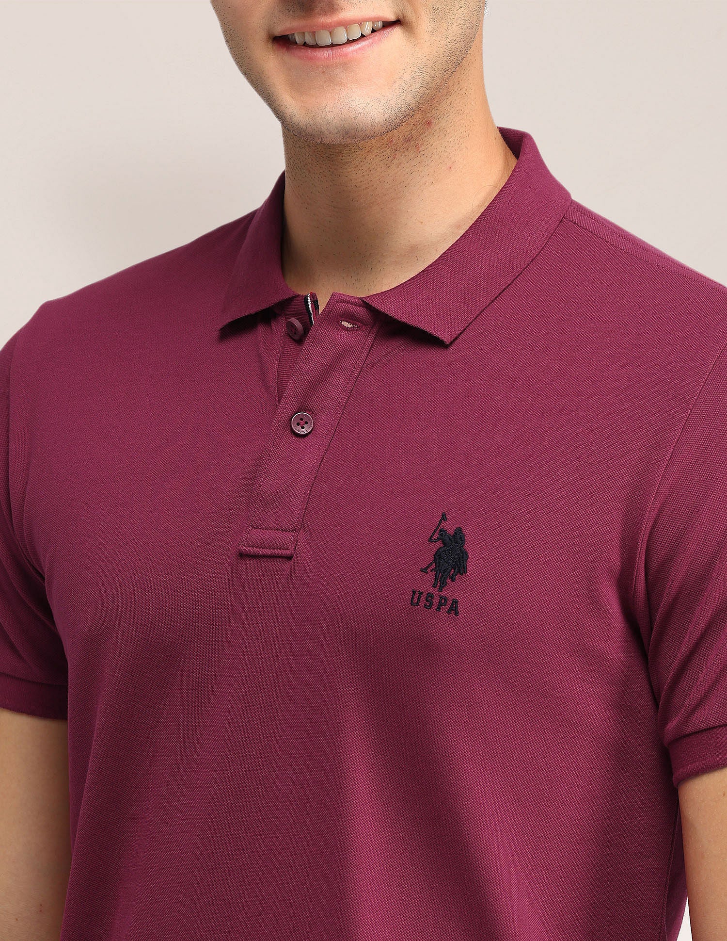 Slim Fit Solid Polo Shirt Dark Pink - U.S. POLO ASSN. | Large