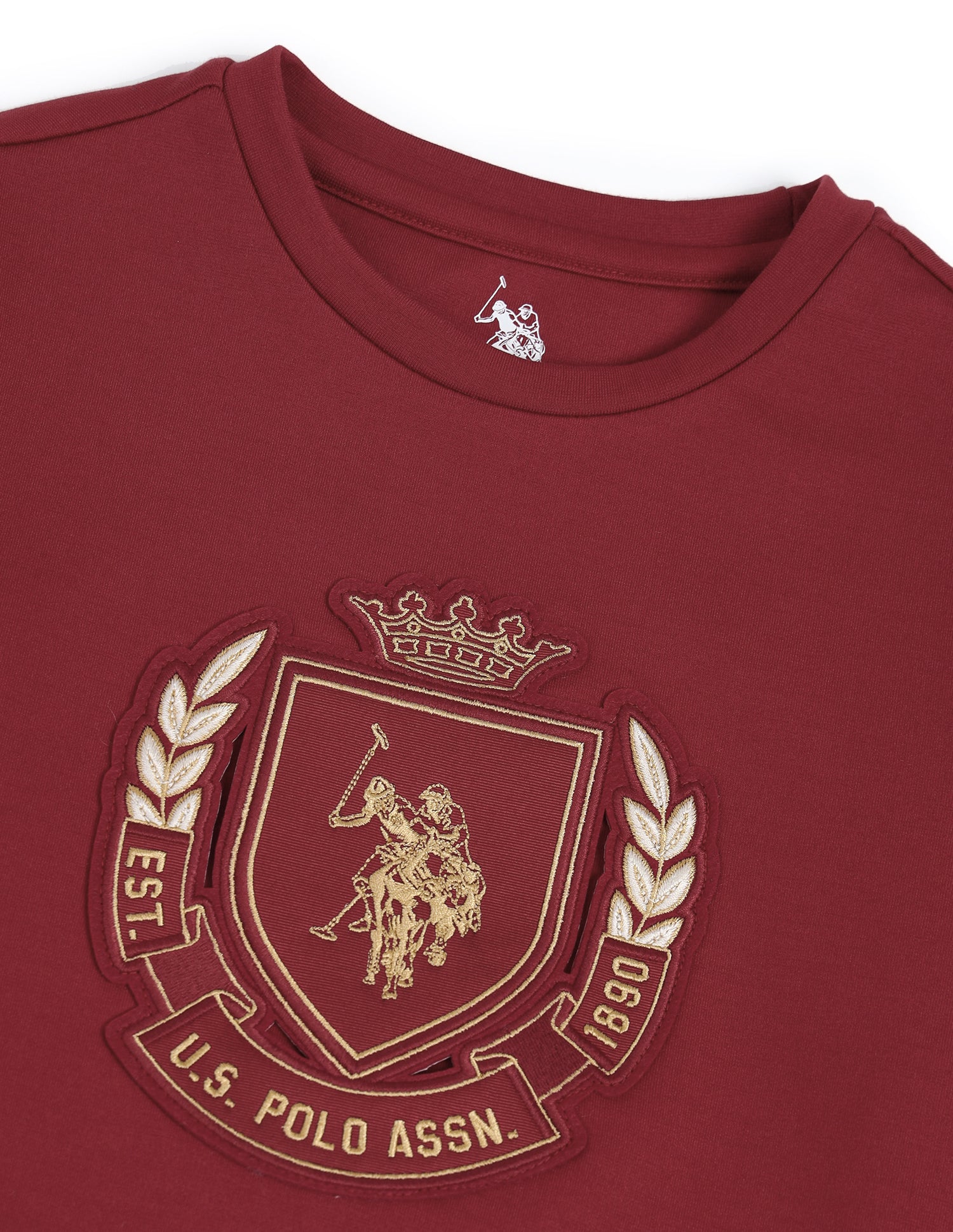 Boys Brand Embossed Regular Fit Sweatshirt Maroon - U.S. POLO ASSN. | Large