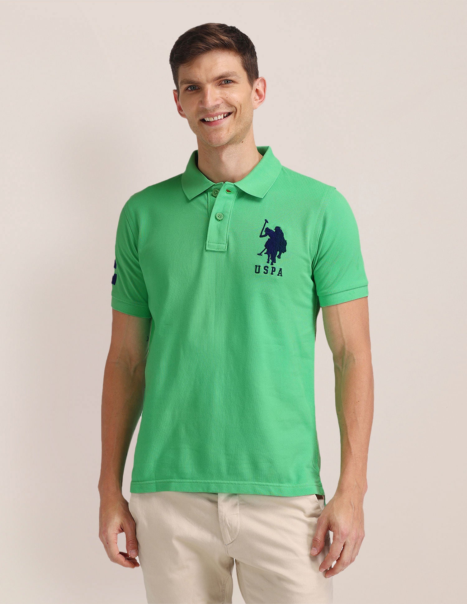Slim Fit Solid Polo Shirt Green - U.S. POLO ASSN. | Large