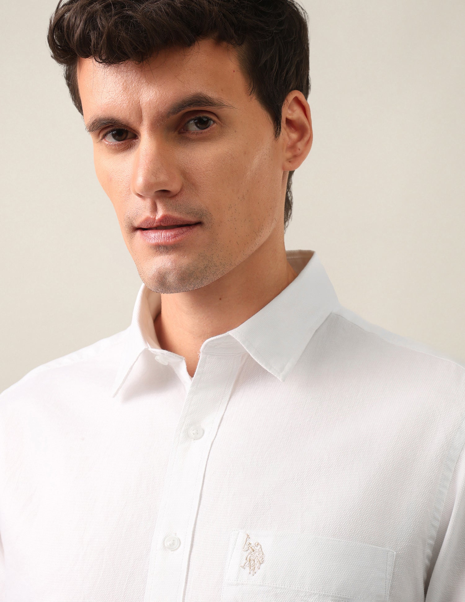 Tailored Fit Solid Shirt White - U.S. Polo Assn. India | Large