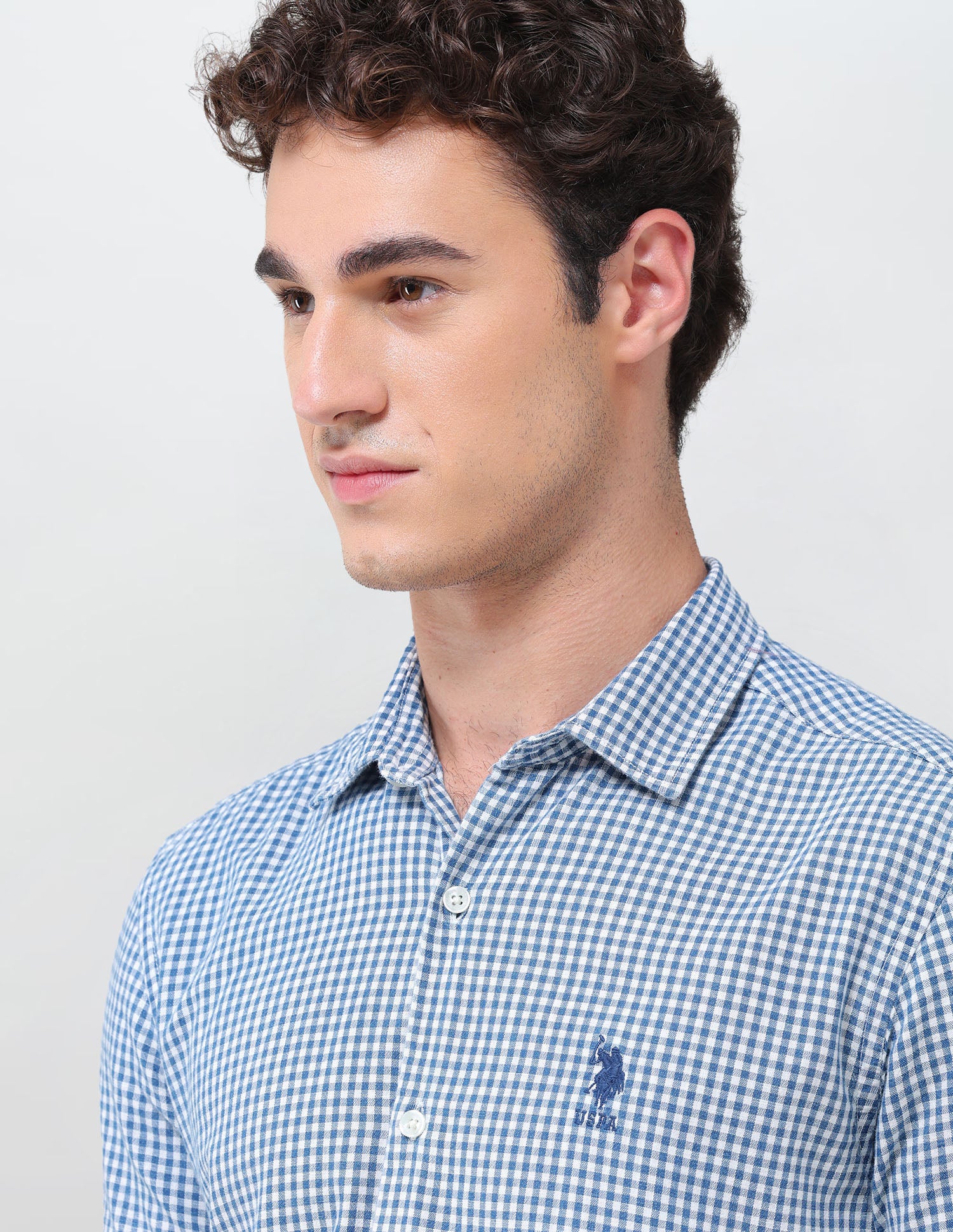 Gingham Checked Regular Fit Shirt Indigo - U.S. Polo Assn. India | Large